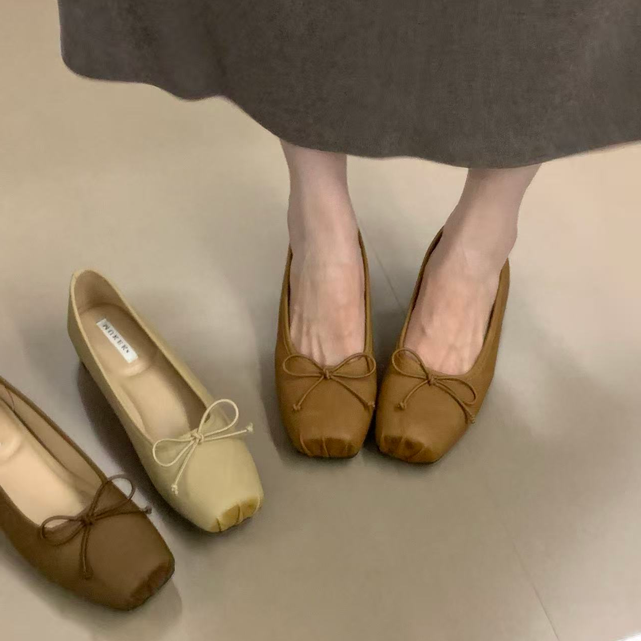 方头猪鼻子复古芭蕾舞单鞋浅口玛丽珍鞋女法式气质女鞋