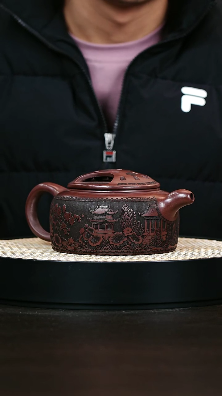 茶壶紫砂S级石红牛盖汉瓦600cc