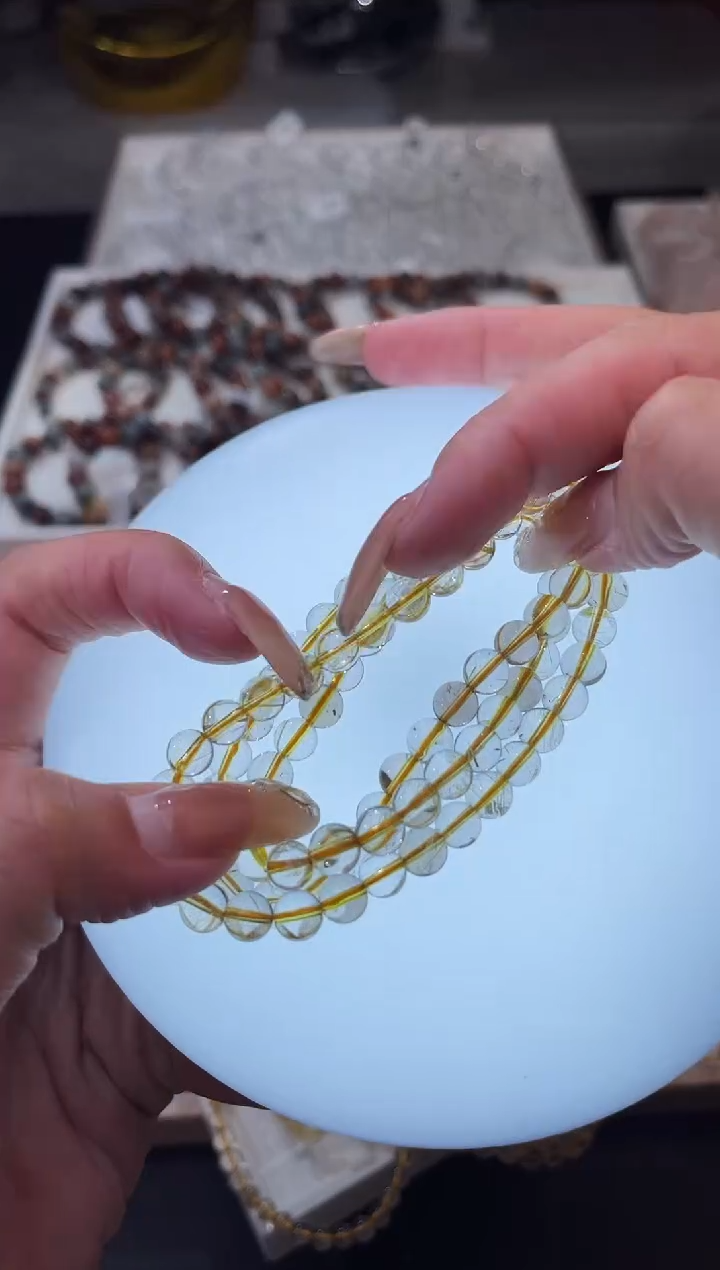 【闪购商品】水晶/未镶嵌金发晶三圈手串