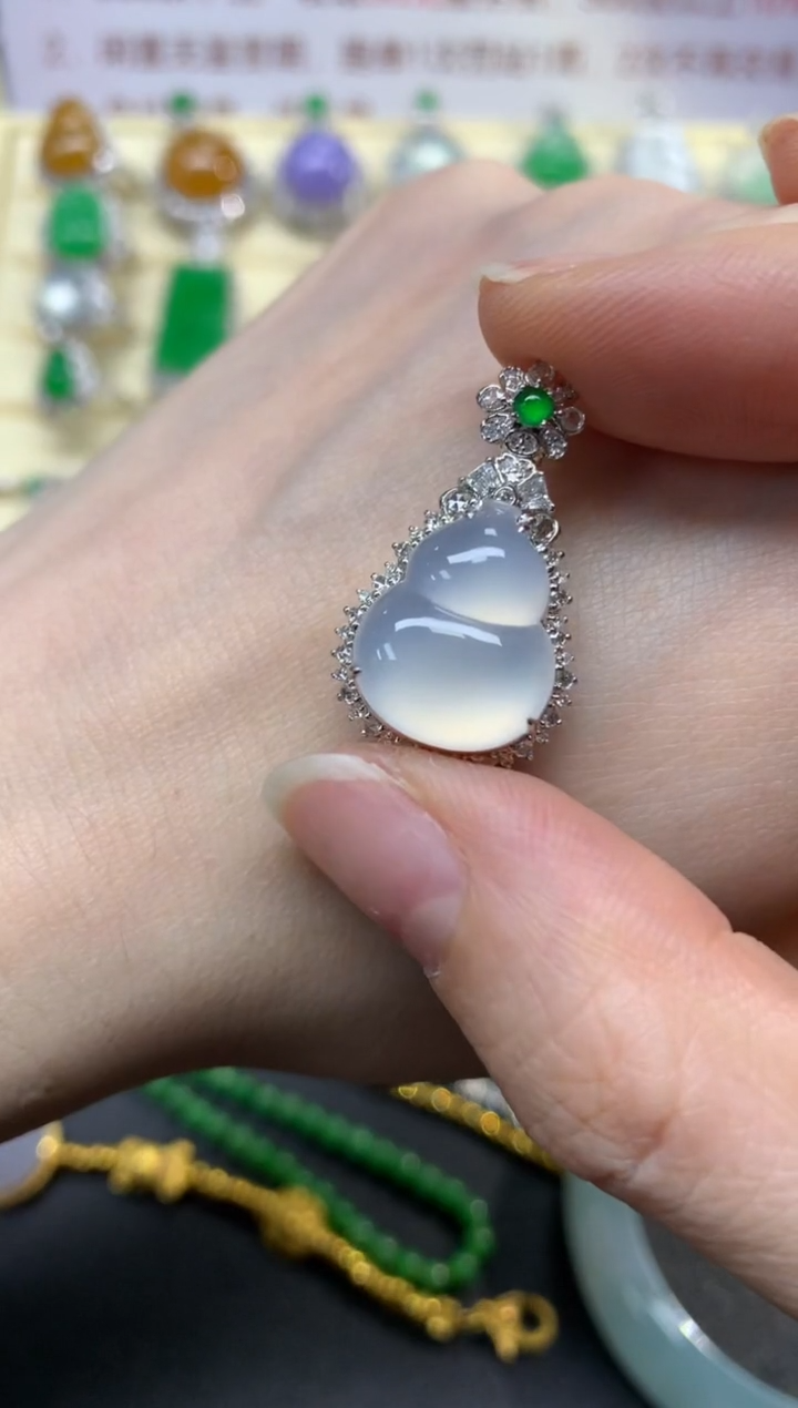 翡翠18K金镶嵌吊坠(不含链)吊坠|12500+1250