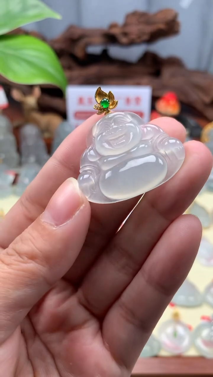 【闪购商品】翡翠颈饰18K金镶嵌佛公