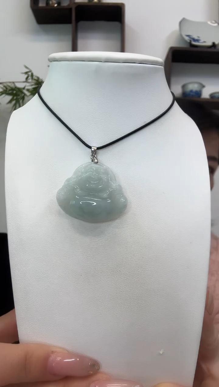 颈饰银S925镶嵌翡翠佛公