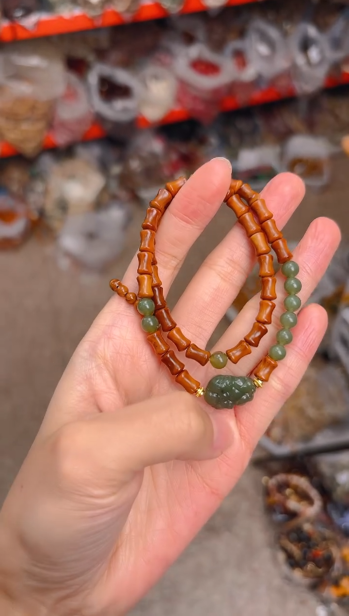 吊坠库克竹节双圈 貔貅