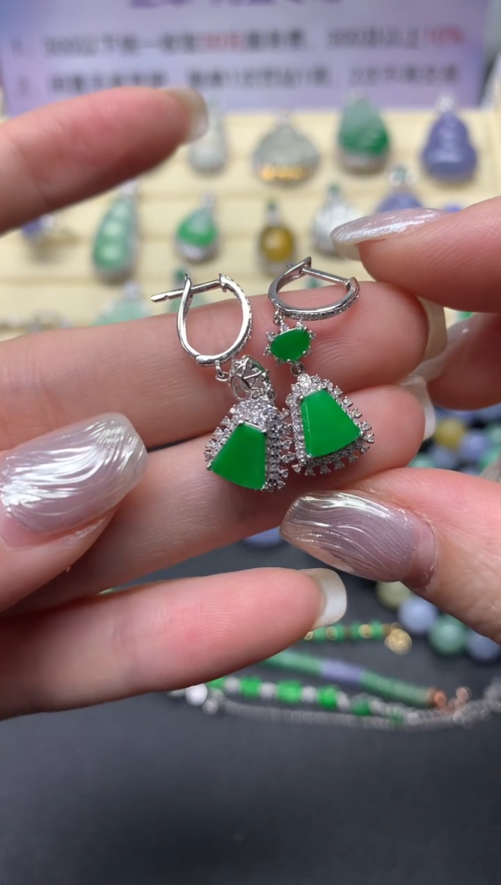 【闪购商品】翡翠耳饰18K金镶嵌耳饰|8000+800