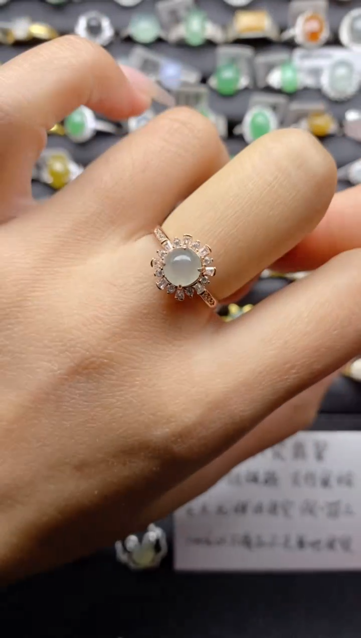 【闪购商品】翡翠戒指银S925镶嵌S925银镶嵌翡翠戒指