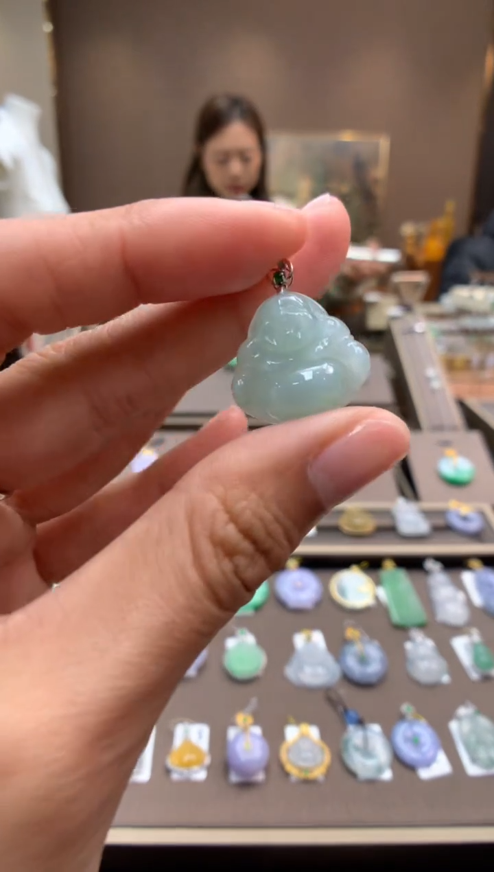 【闪购商品】翡翠颈饰18K金镶嵌佛公