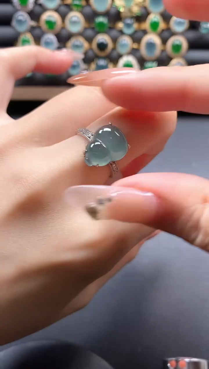 银S925镶嵌戒指翡翠51511