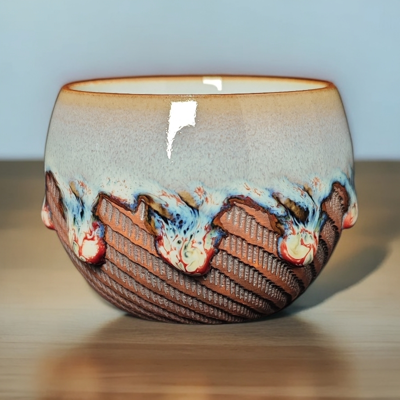 钧瓷手工陶瓷大号家用主人杯富得流油原矿高温烧制原产地直发茶杯