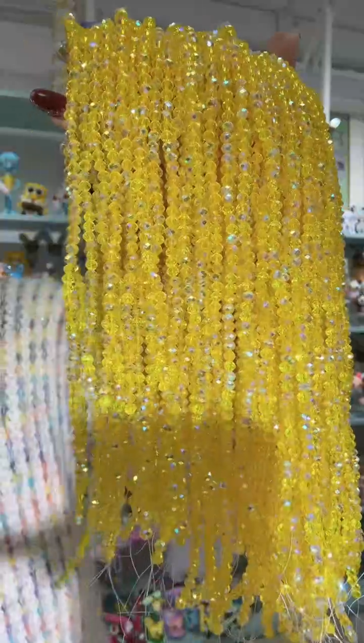 琉璃1383卡4水晶扁10条进口彩金黄色