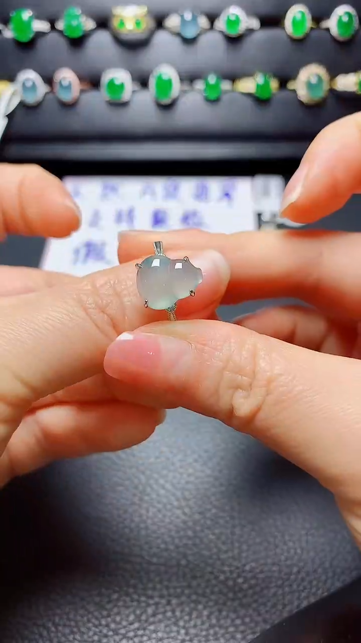 银S925镶嵌戒指翡翠天然翡翠A货s925银镶