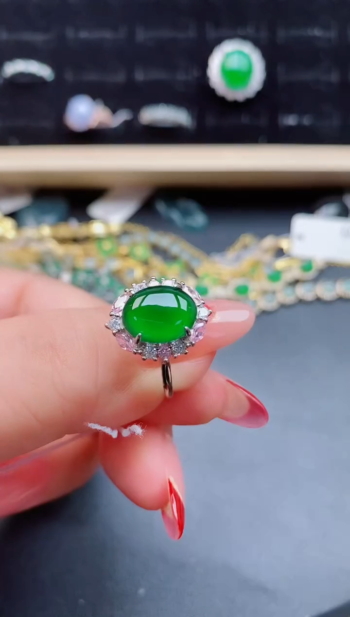 【闪购商品】翡翠戒指银S925镶嵌12121