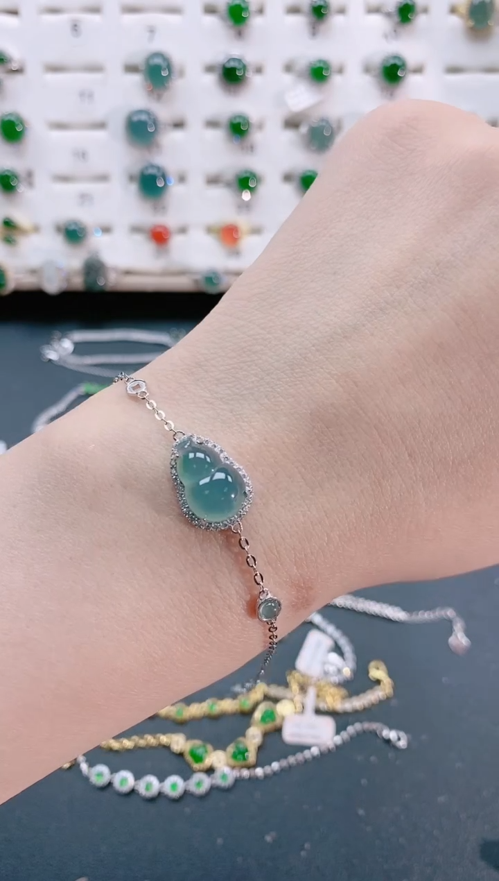 【闪购商品】翡翠手链银S925镶嵌天然翡翠
