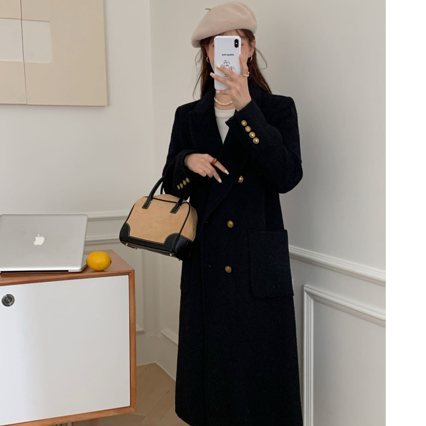 JIALENI佳乐妮金扣气质千金风绵羊毛大衣7012