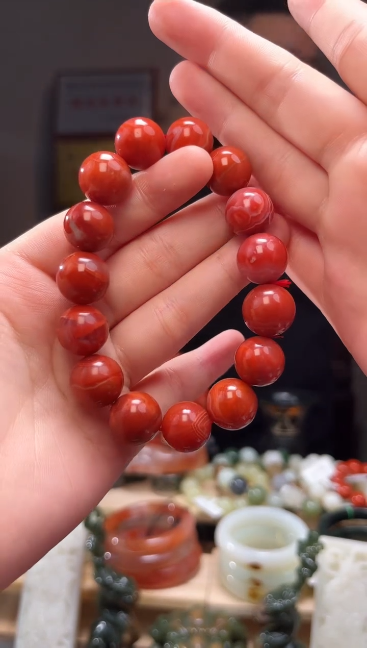 颈饰未镶嵌南红玛瑙手串13+