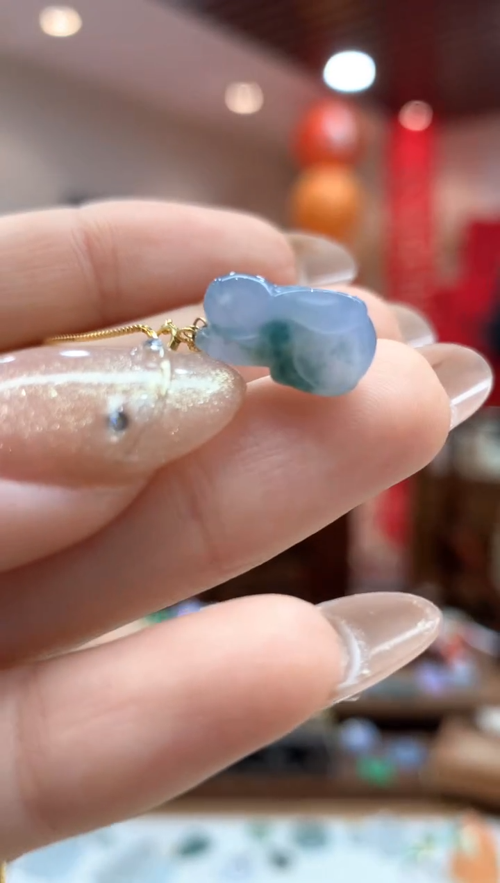 【闪购商品】翡翠吊坠(不含链)18K金镶嵌兔子