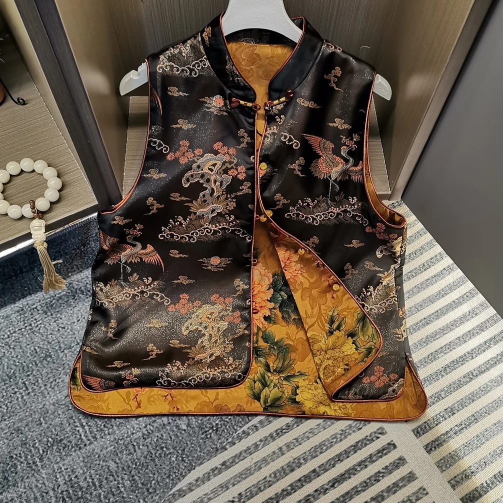 【春英专属】时尚百搭中国风双面穿中式马甲复古提花民族风女士马夹