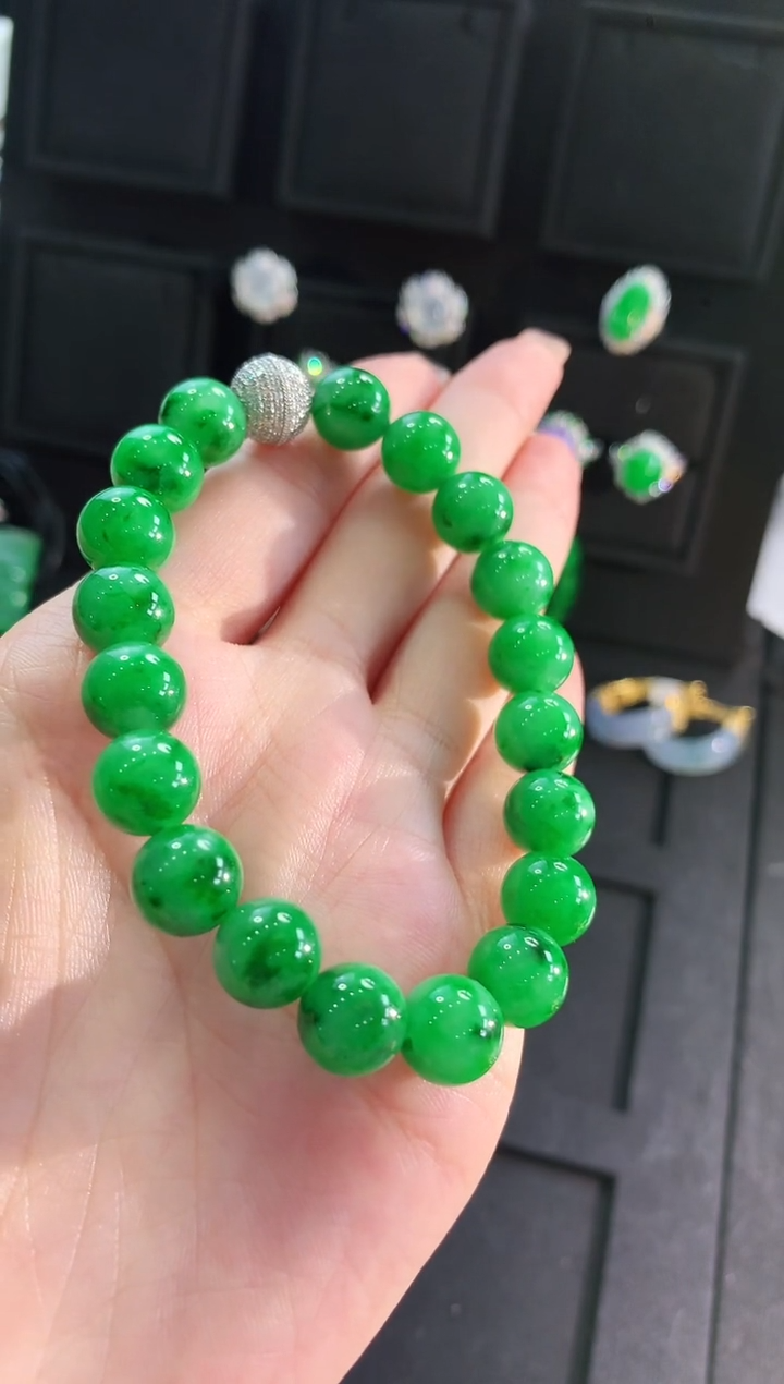 【闪购商品】翡翠手链18K金镶嵌手饰