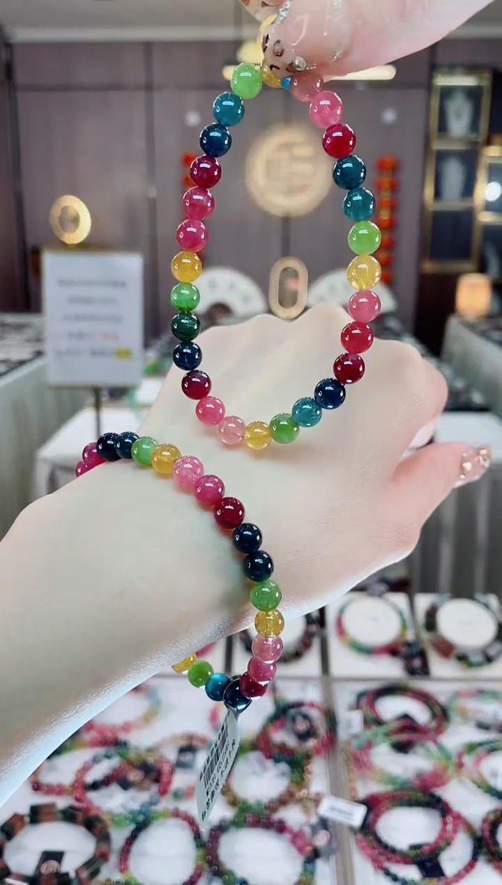 【闪购商品】碧玺单圈手串6mm+未镶嵌一物一证dan多样性发货一条