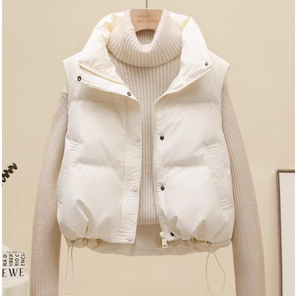 小个子胖mm羽绒棉服马甲女生2025秋冬款免洗宽松显瘦立领外套马夹