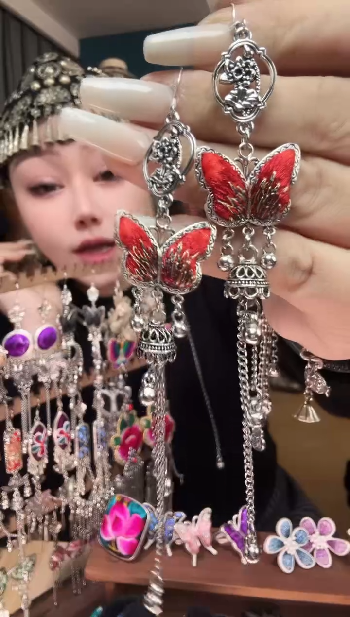 刺绣纯手工民族风刺绣耳环