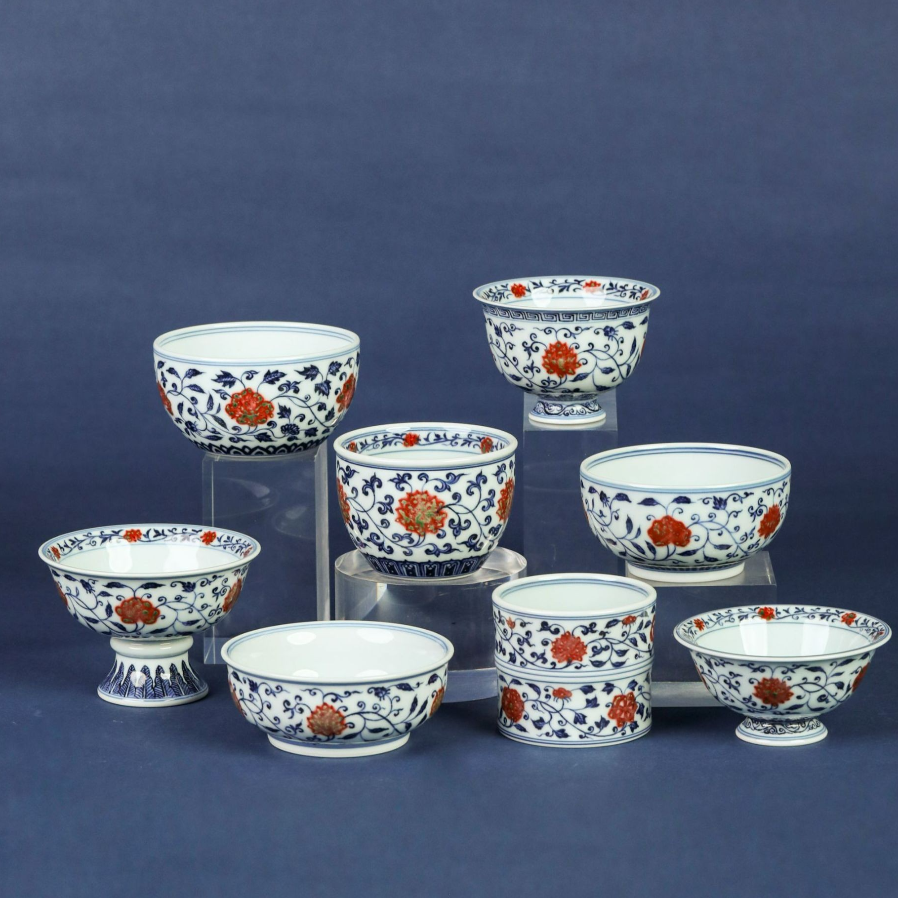 『瑶瑶严选』明和堂缠枝莲茶杯系列青花釉里红手绘创意多样茶杯