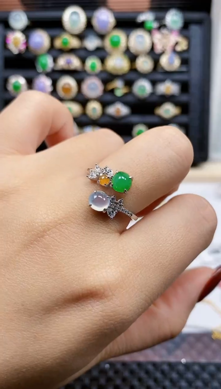 银S925镶嵌戒指翡翠468