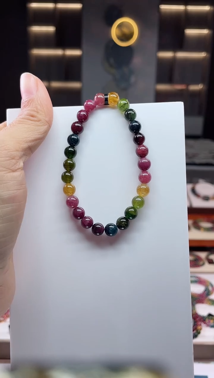 未镶嵌老矿碧玺单圈手串7mm+碧玺（多样性发一条）Q