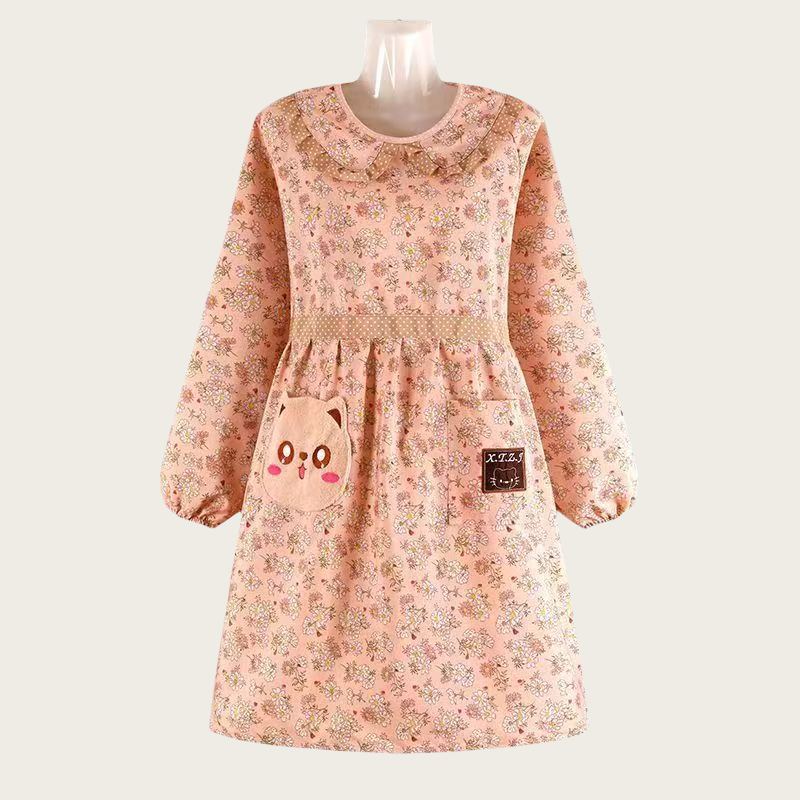 韩版长袖女围裙年轻漂亮成人罩衣家用厨房耐脏耐磨防尘干活工作服