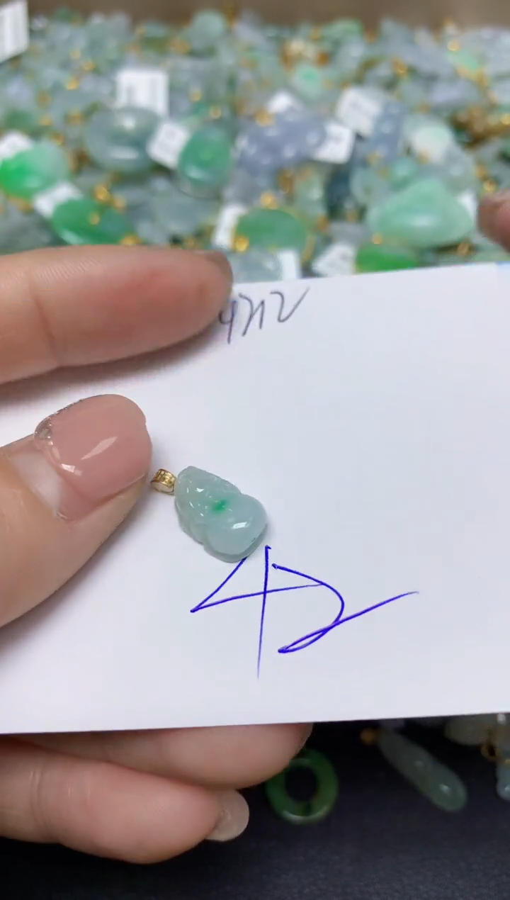 【闪购商品】翡翠挂件18K金镶嵌 天然翡翠A货