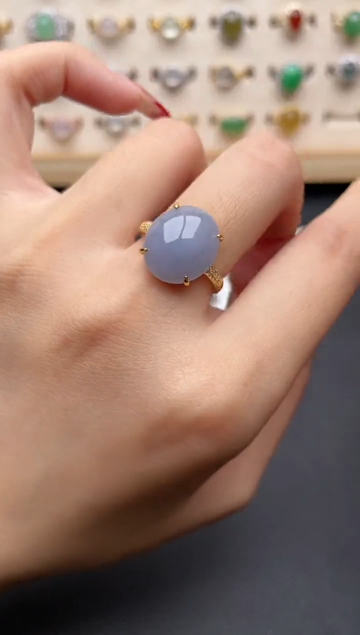 【闪购商品】翡翠戒指银S925镶嵌一物一证一礼盒