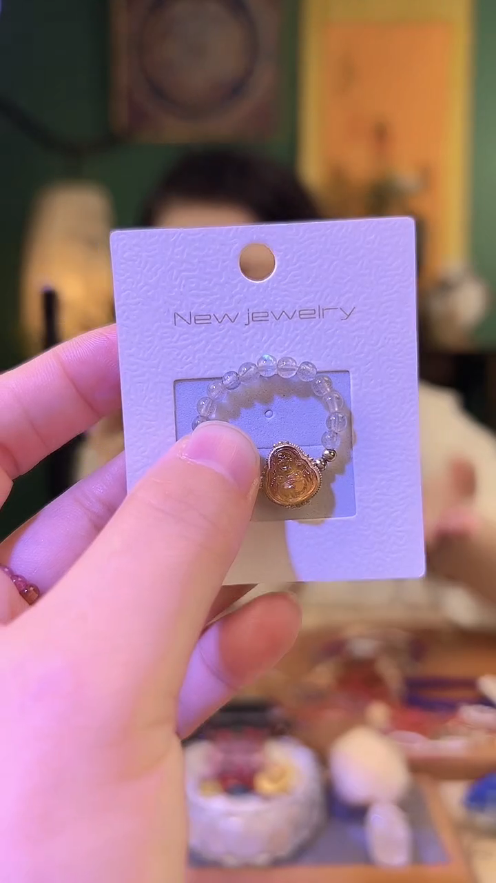 【闪购商品】月光石戒指银S925镶嵌月光石血珀佛公戒指