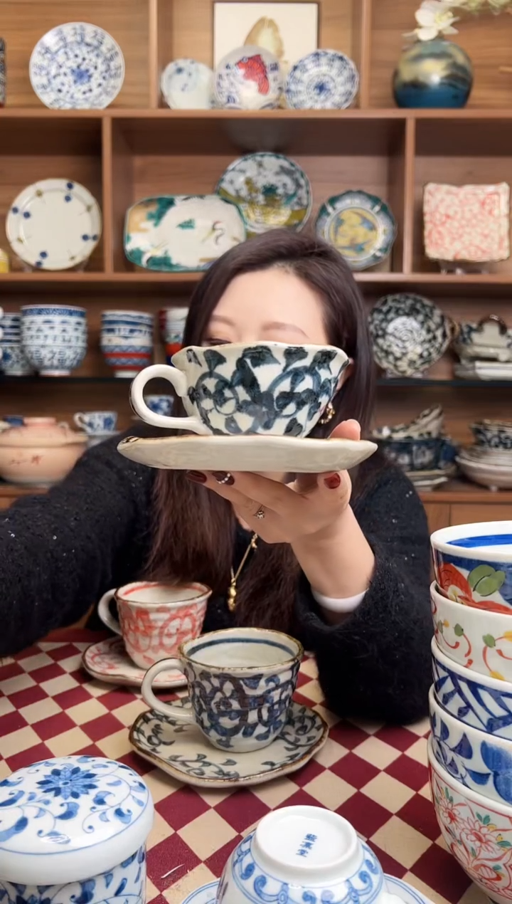 【闪购商品】瓷片章鱼唐草  红茶杯套装    
