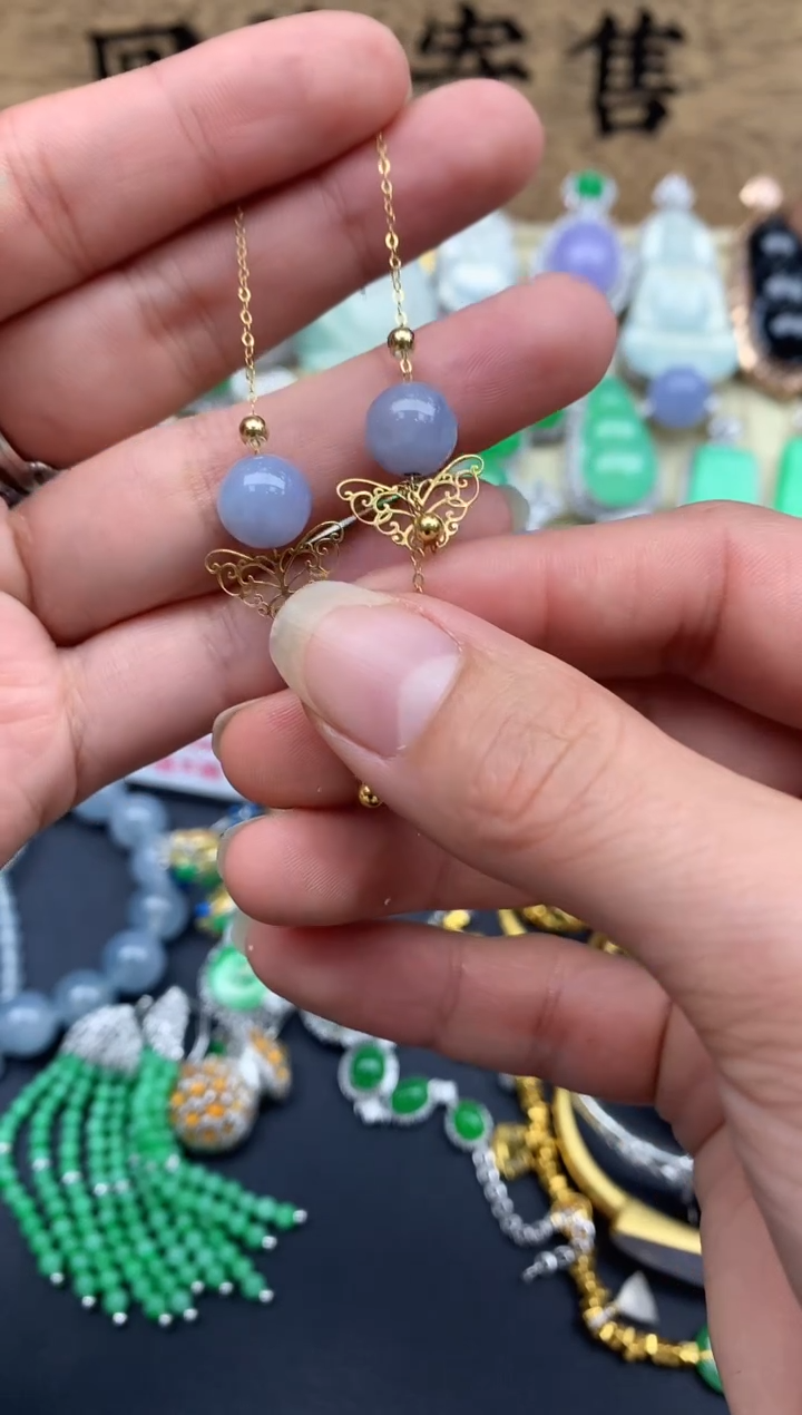 【闪购商品】翡翠耳饰18K金镶嵌255-中国好珍宝