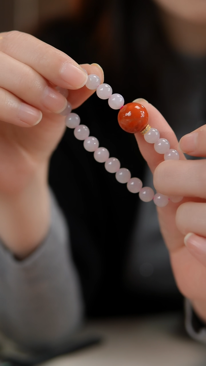 18K金镶嵌手链和田玉D44单圈手串