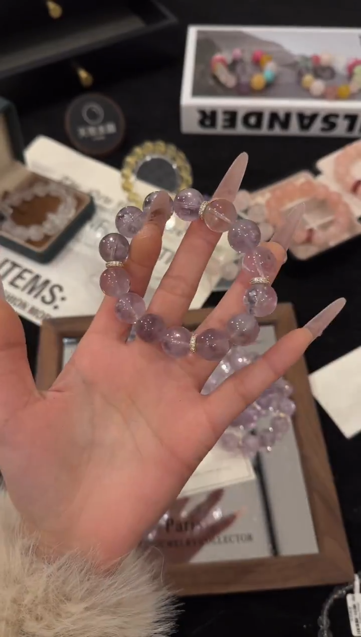 合金手链水晶紫兔毛x3543