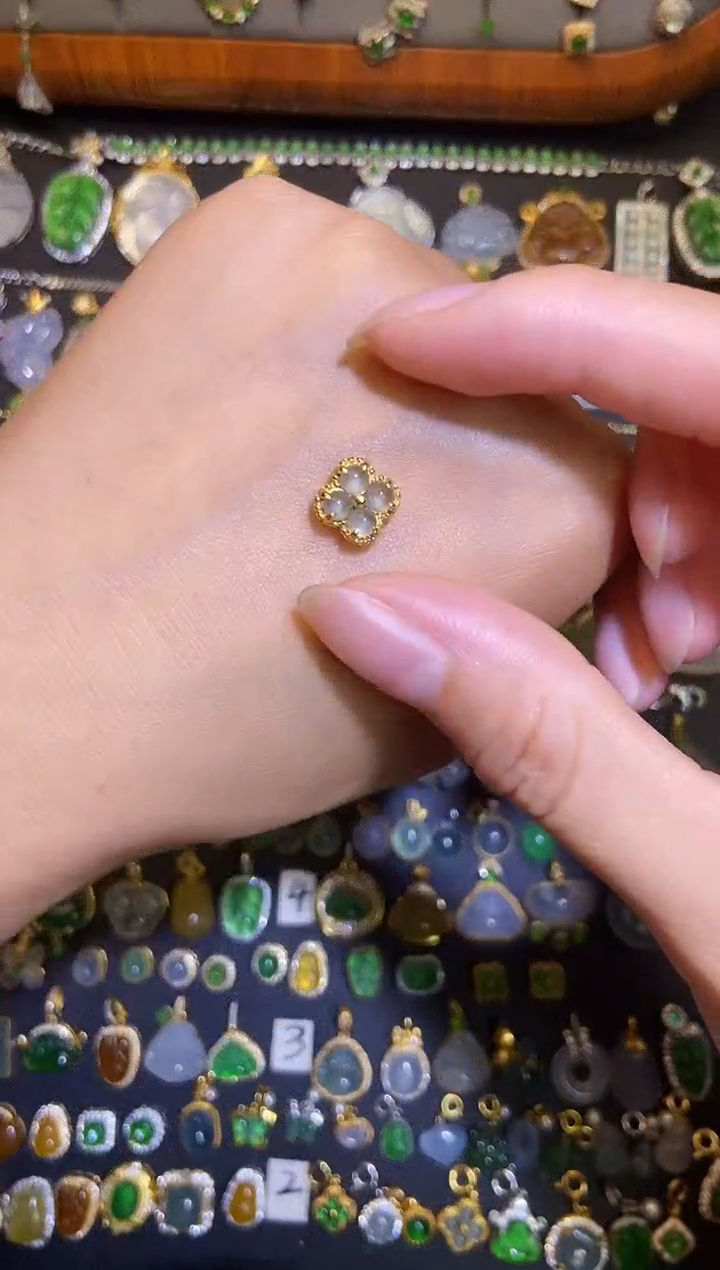 翡翠银S925镶嵌吊坠(不含链)天然A货翡翠