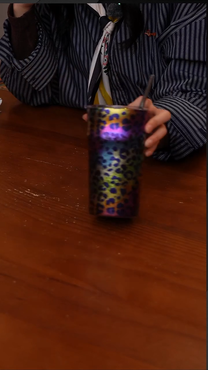 陶81-执彩彩钛纯钛广口杯啤酒杯500ML豹纹-CF5529