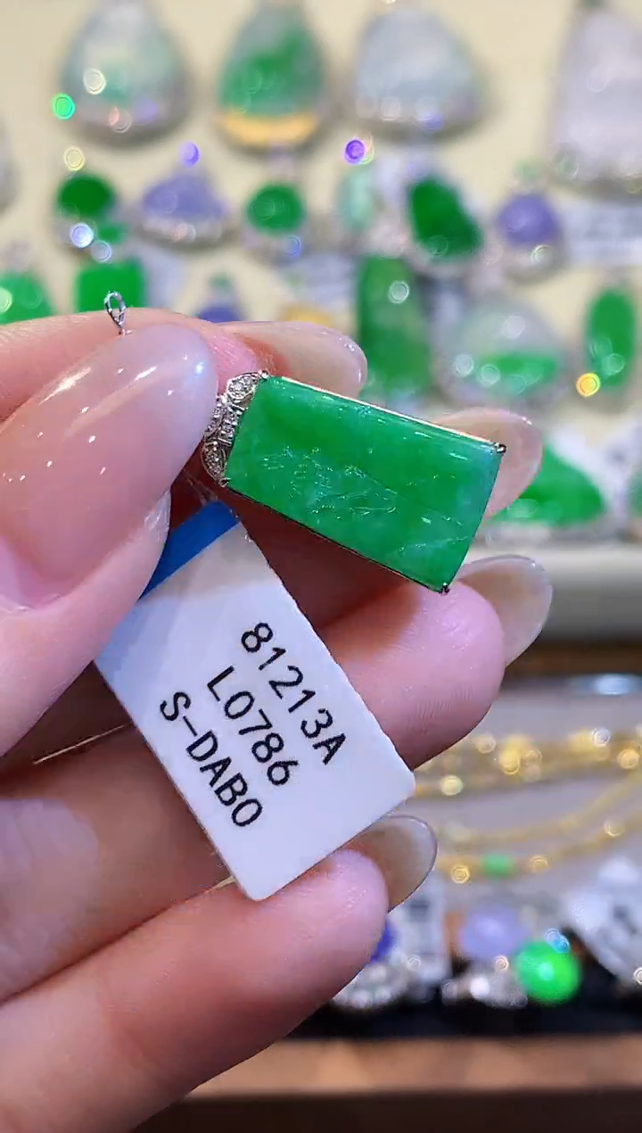 吊坠(不含链)18K金镶嵌翡翠L多样性发其一