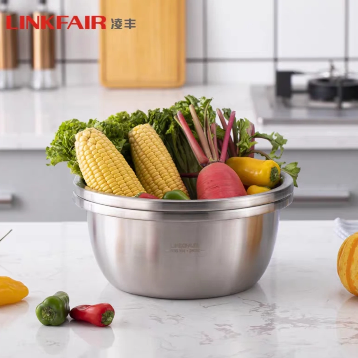  LINKFAIR/凌丰家用厨房烘焙加厚大容量打蛋盆漏盆洗菜盆沥水篮