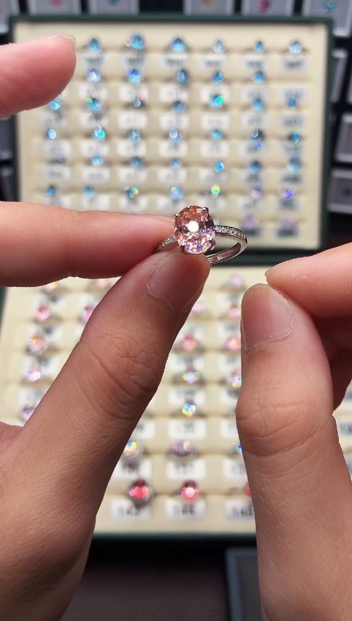 戒指彩色蓝宝石银S925镶嵌111