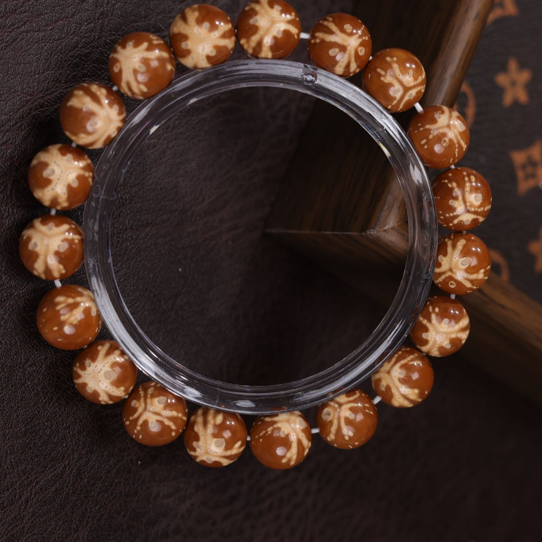 紫金鼠原生态精工三花火焰纹熊猫手串卡10-11mm男女同款