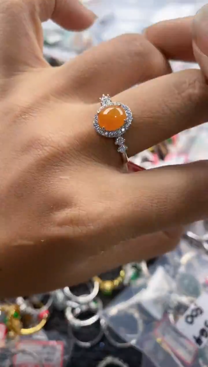 银S925镶嵌戒指翡翠444               5