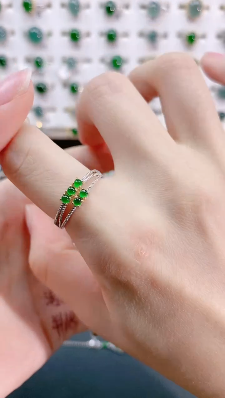 【闪购商品】翡翠戒指银S925镶嵌天然翡翠