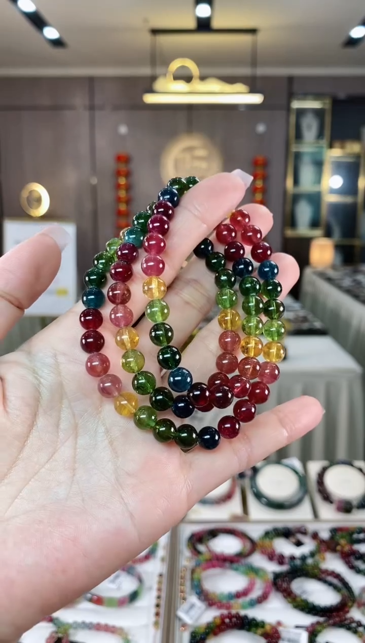 【闪购商品】碧玺三圈手串7mm+未镶嵌（多样性发一条）hon
