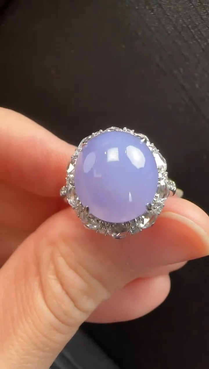 18K金镶嵌戒指翡翠427蛋面一枚