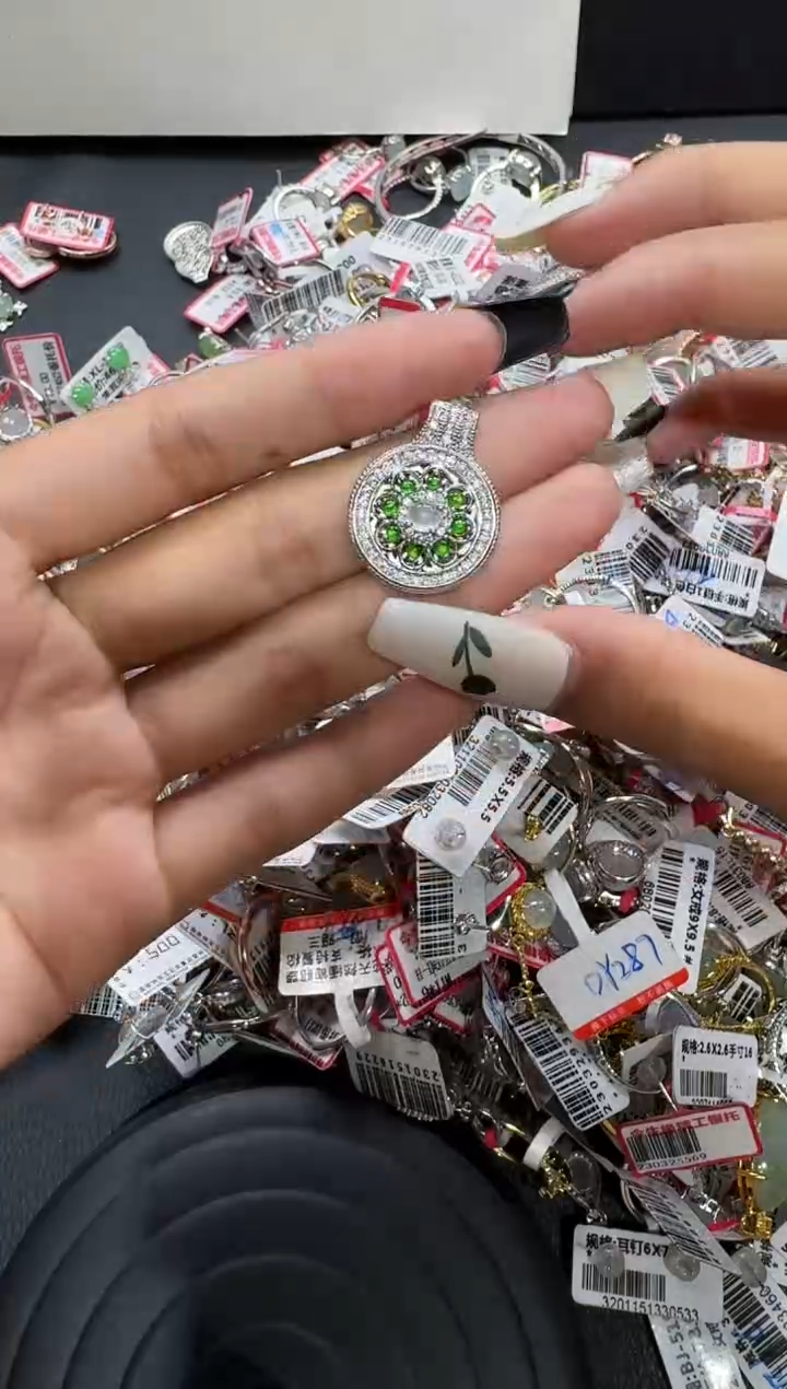 翡翠戒指银S925镶嵌戒指360