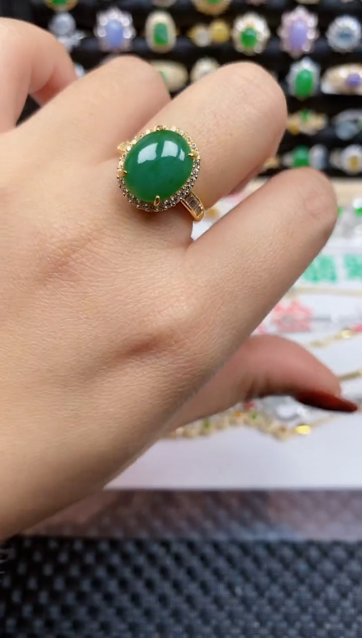 银S925镶嵌戒指翡翠133