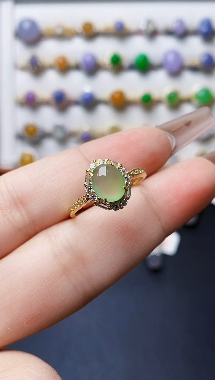 银S925镶嵌戒指翡翠1073