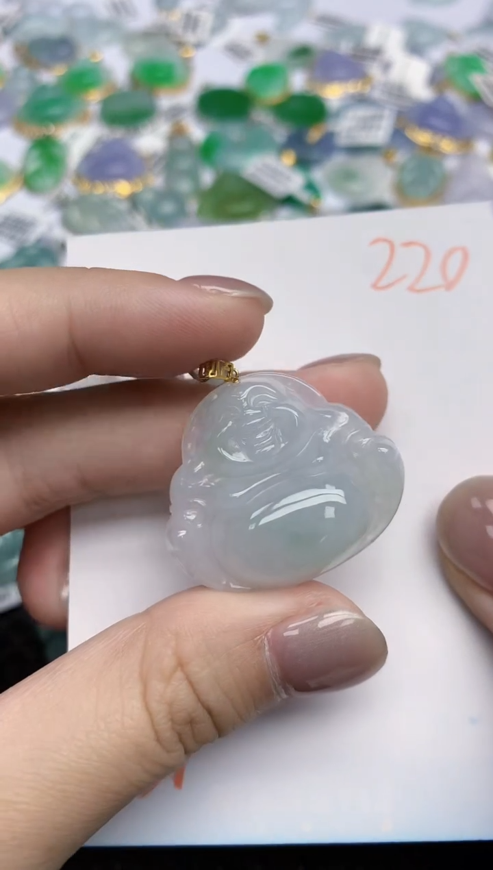 【闪购商品】翡翠颈饰18K金镶嵌天然翡翠A货