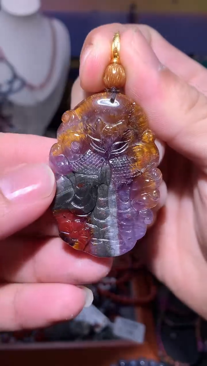 未镶嵌珠宝半成品水晶林*二四色极光将军狐吊坠